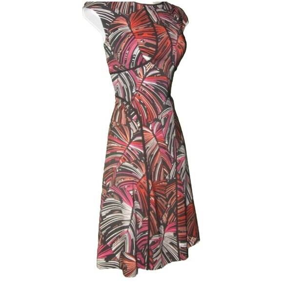 London Times Dresses & Skirts - London Times Black Coral Pink White Trim Detail Flare Tea Dress 12 Babydoll y2k